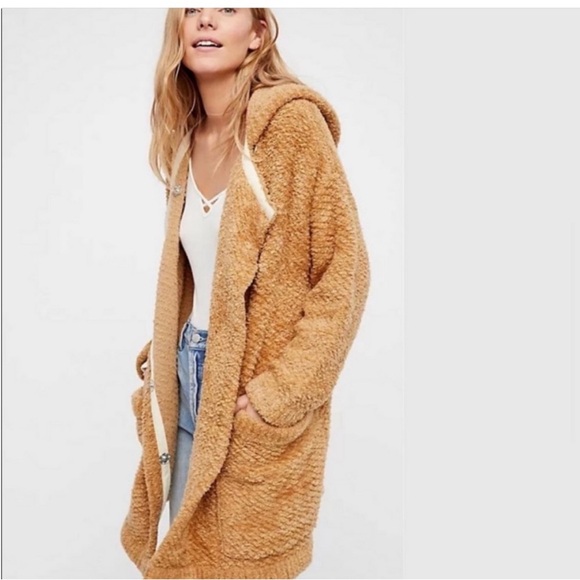Free People Brown Warm Wishes
Hooded Sweater Teddy Jacket Cardigan - Picture 2 of 9
